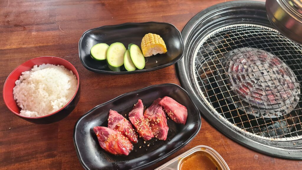 Selection of meat, vegetables and side dishes